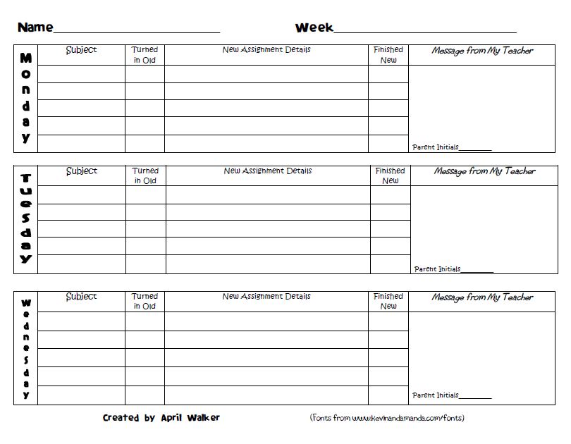 Template homework sheet